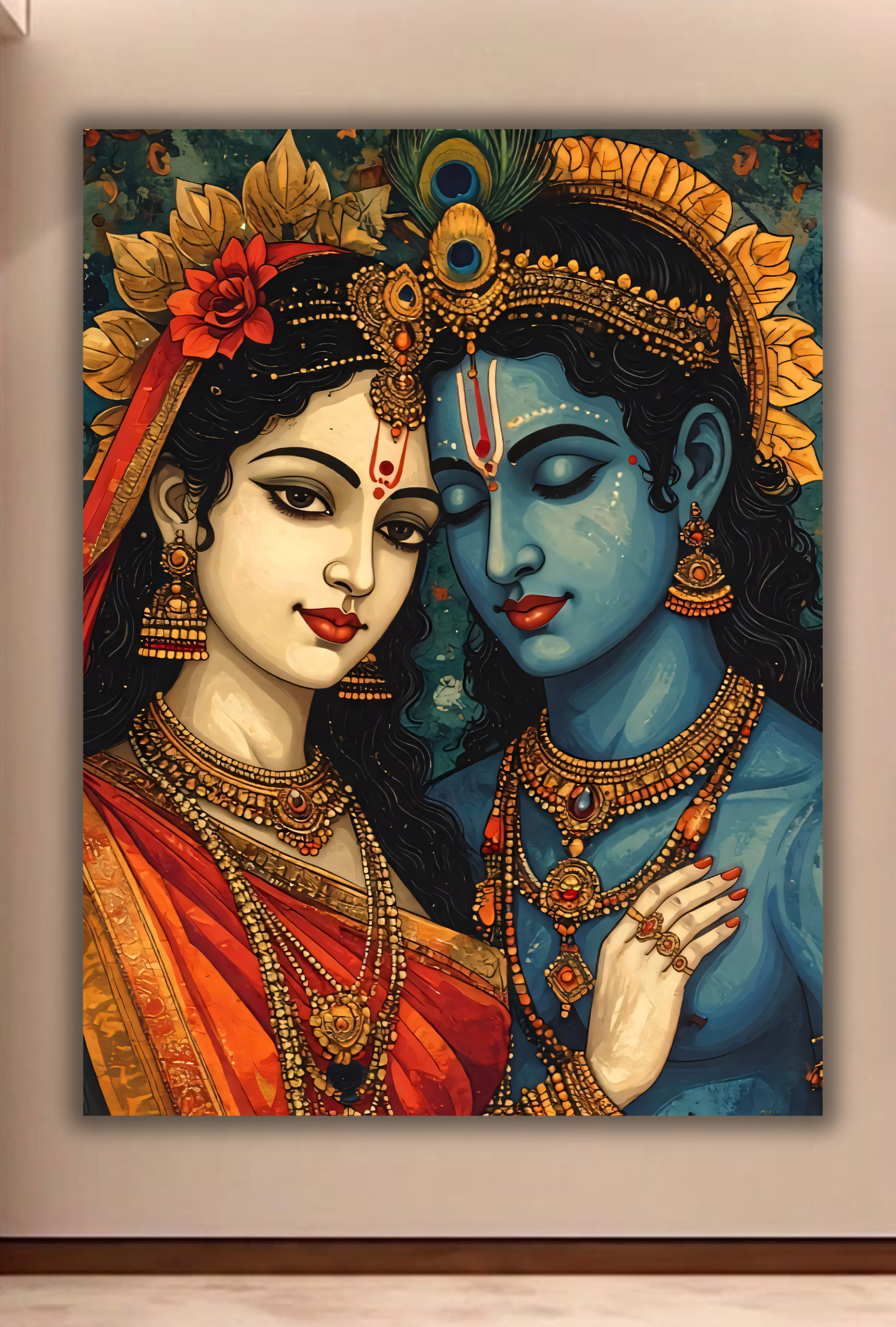 Divine Love: Radha Krishna Eternal Grace Canvas Art