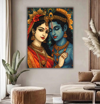 Divine Love: Radha Krishna Eternal Grace Canvas Art