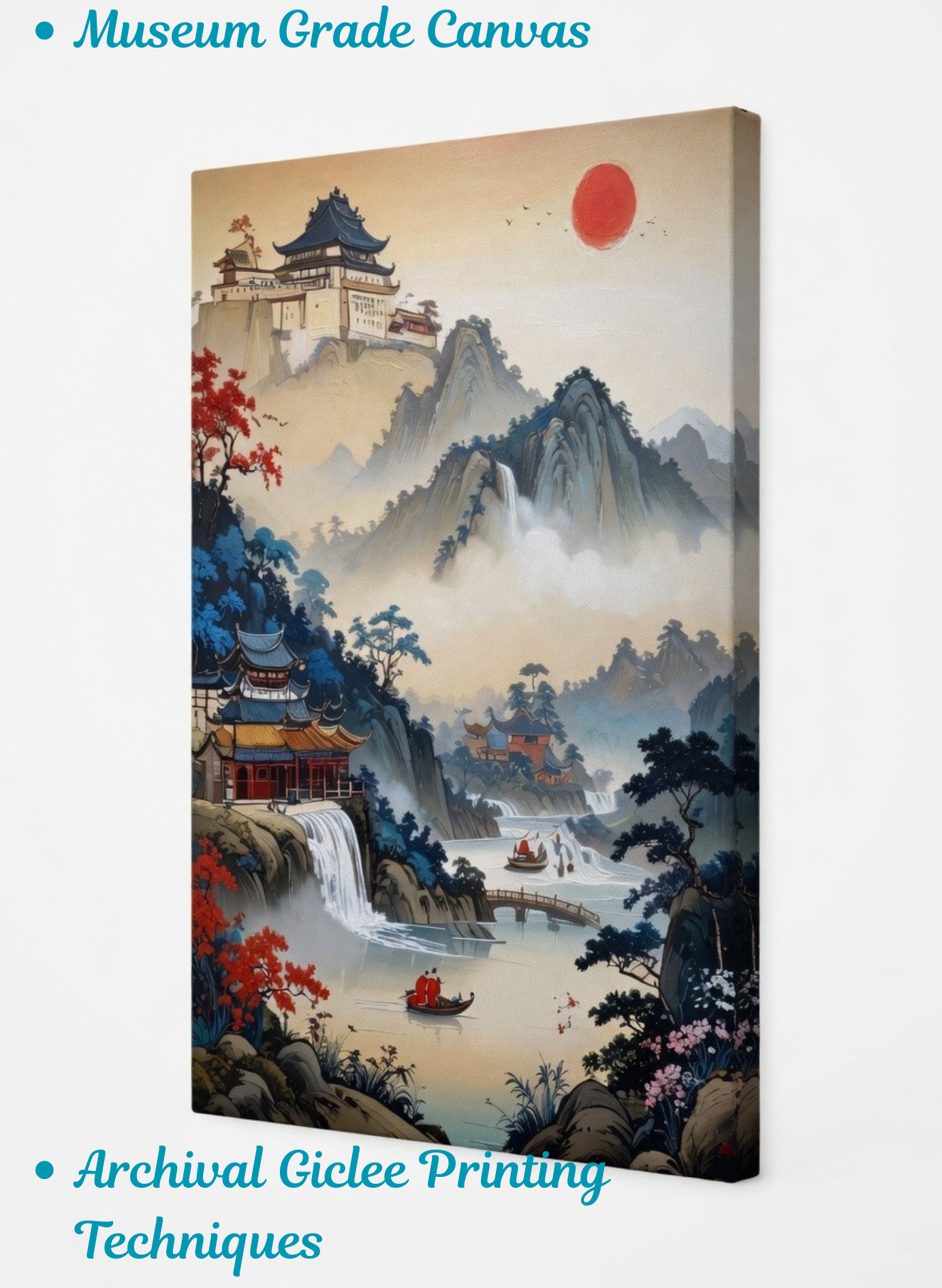 Mystic Valleys: Traditional East Asian Mountain Landscape Canvas Art