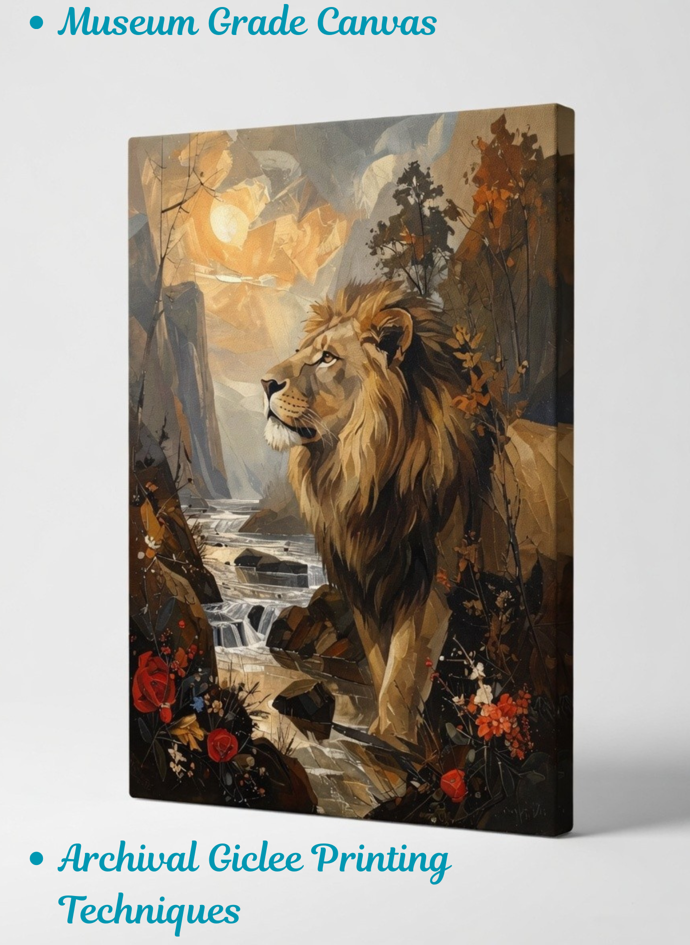 Majestic Sovereign: Abstract Palette Knife Lion Canvas Art