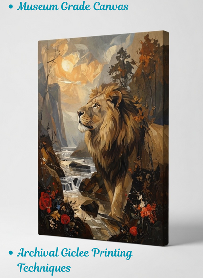 Majestic Sovereign: Abstract Palette Knife Lion Canvas Art