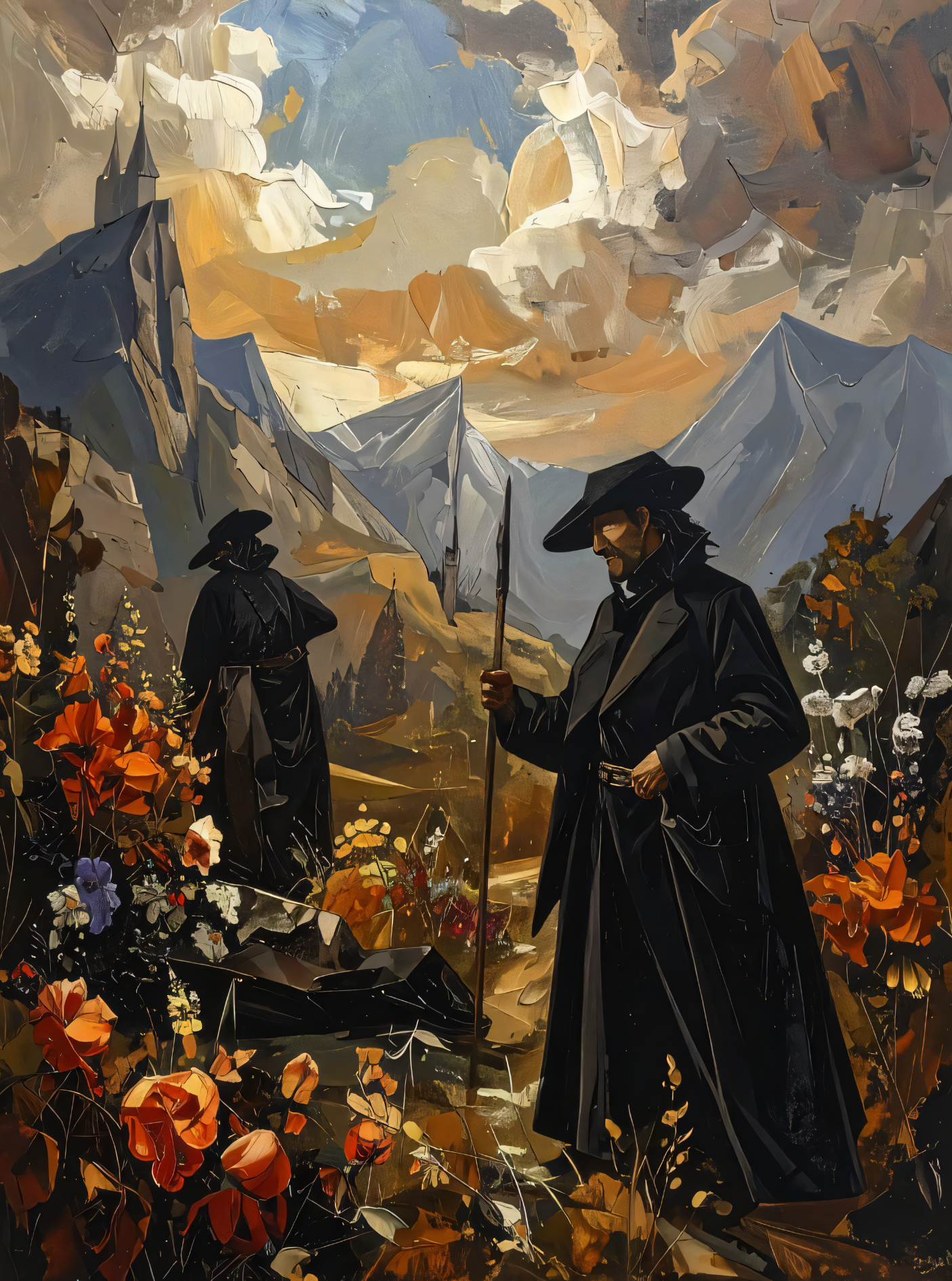 The Guardians' Path: Gothic Landscape Canvas Art Print