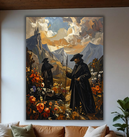 The Guardians' Path: Gothic Landscape Canvas Art Print
