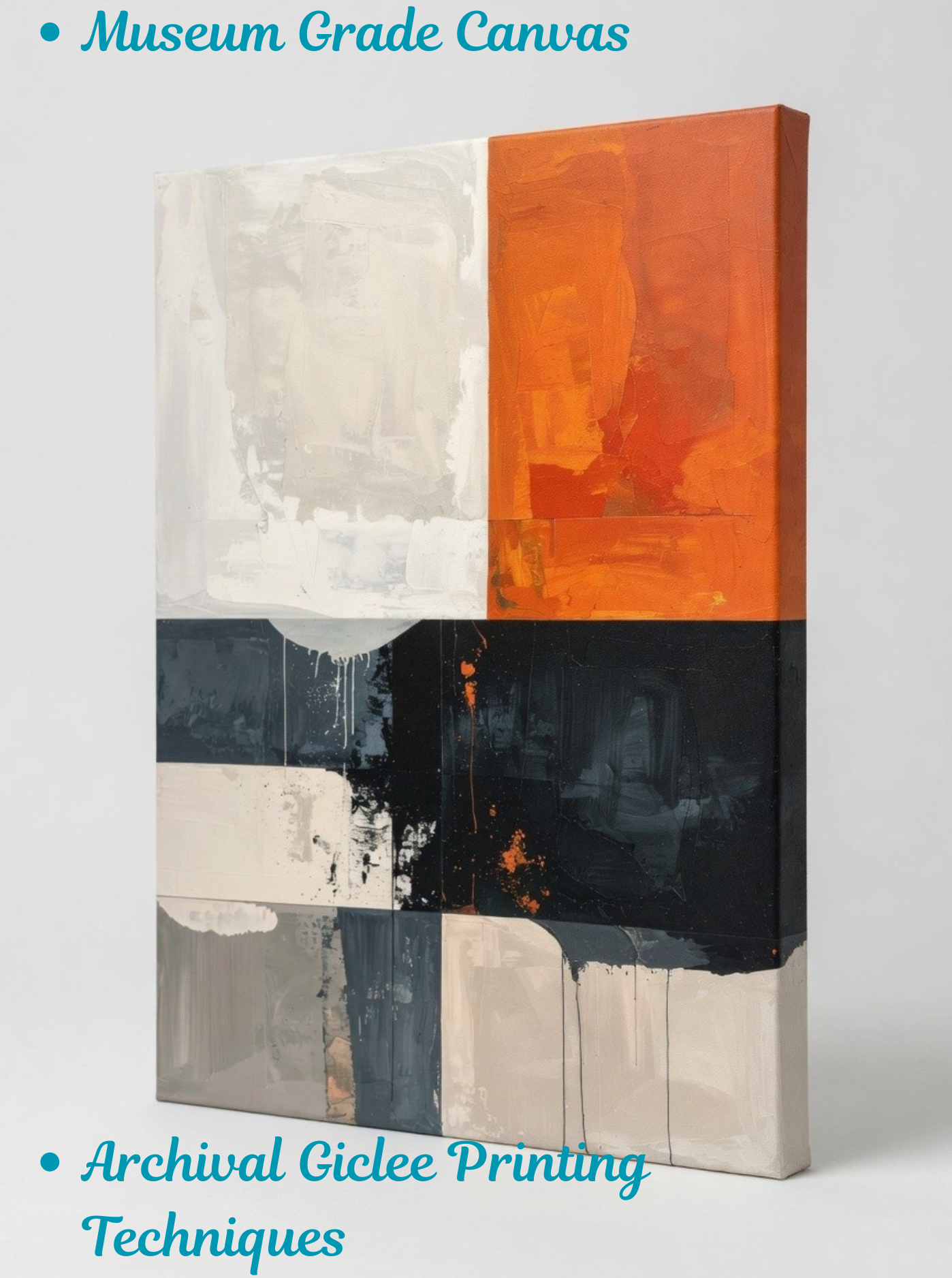 Amber Contrast: Modern Industrial Block Abstract Canvas Art