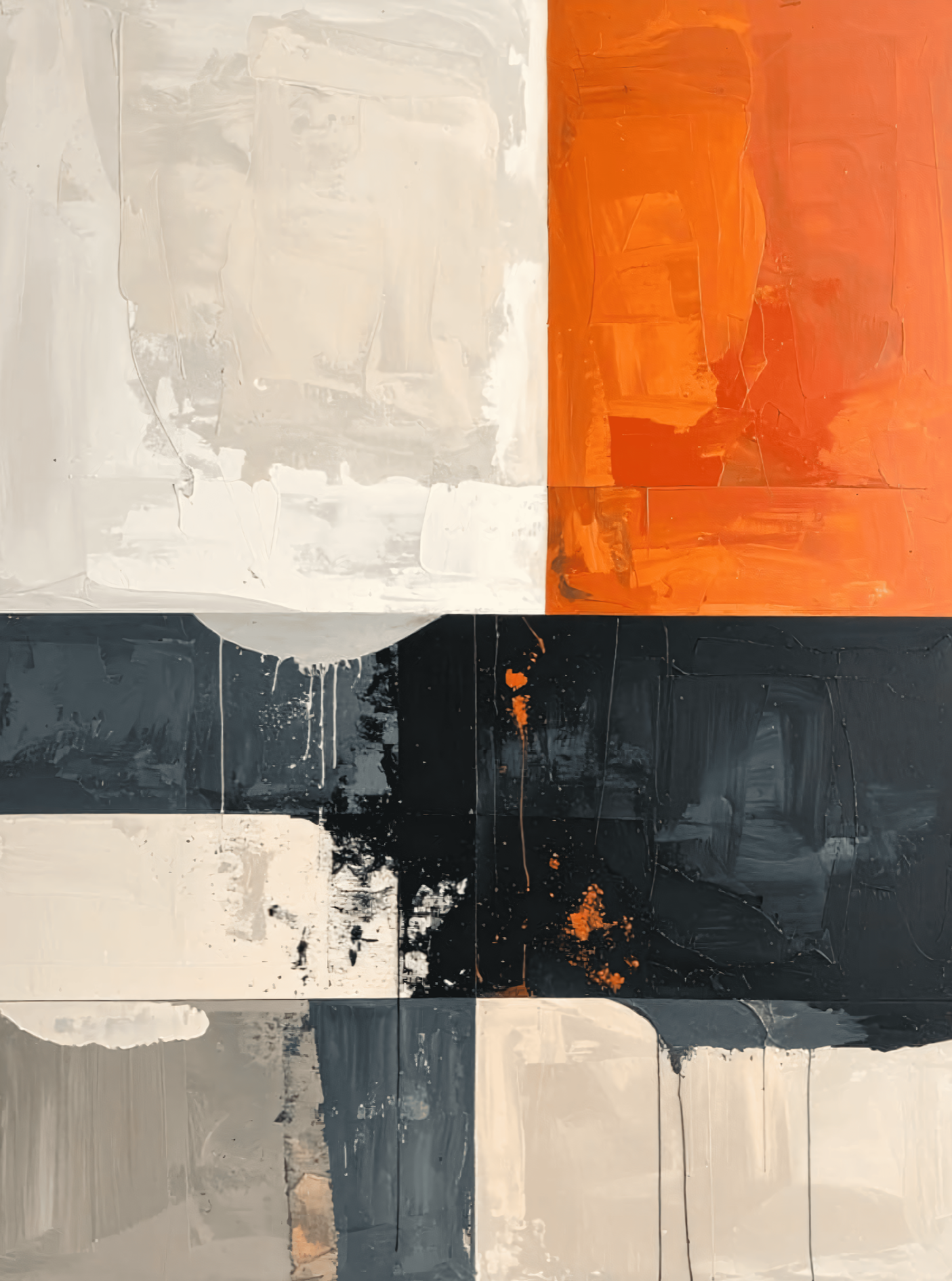 Amber Contrast: Modern Industrial Block Abstract Canvas Art