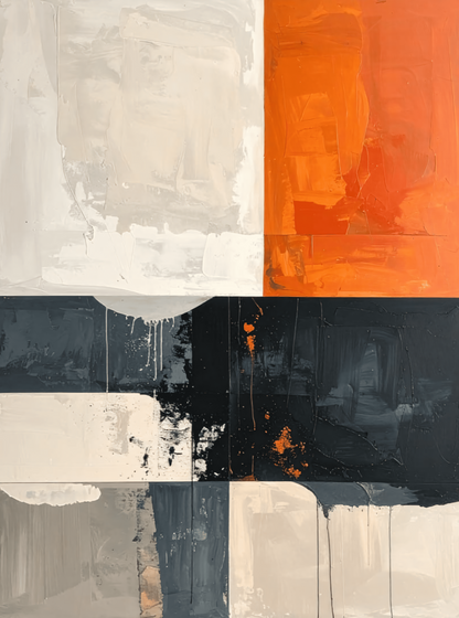Amber Contrast: Modern Industrial Block Abstract Canvas Art