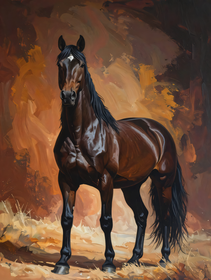 Majestic Stallion – Modern Equestrian Oil Painting Canvas Art