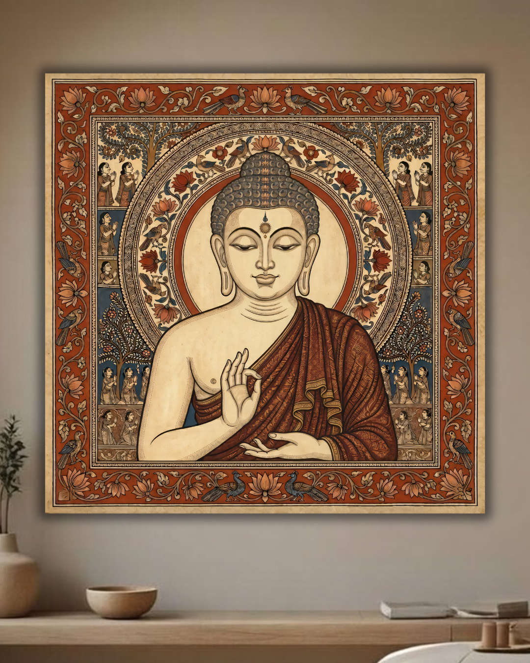 Vitarka Mudra: Traditional Heritage Style Buddha Canvas Art Print