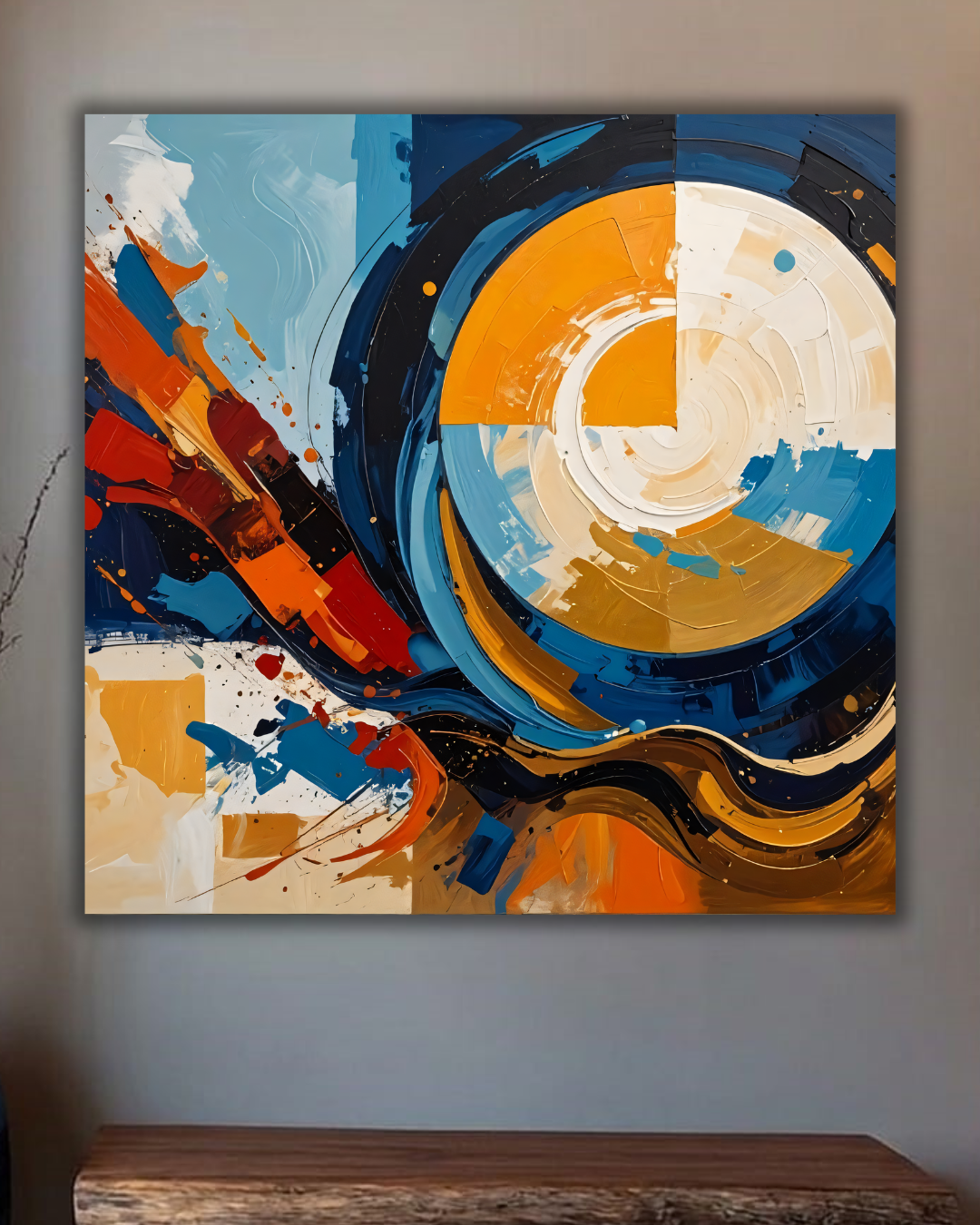 Vortex of Light: Contemporary Textured Geometric Abstract Canvas Print