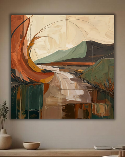 Earth & Horizon: Mid-Century Modern Abstract Landscape Canvas Print