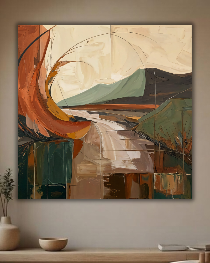 Earth & Horizon: Mid-Century Modern Abstract Landscape Canvas Print