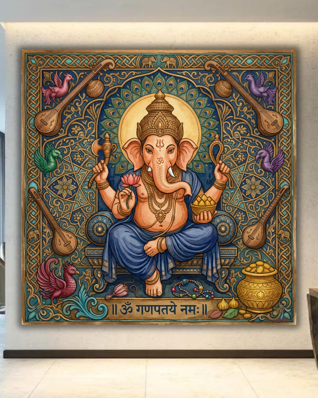 Divine Auspiciousness: Traditional Lord Ganesha Canvas Art Print