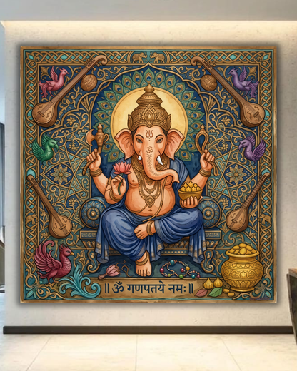 Divine Auspiciousness: Traditional Lord Ganesha Canvas Art Print