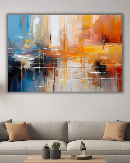 Urban Reflection: Abstract Cityscape Impression Canvas Art