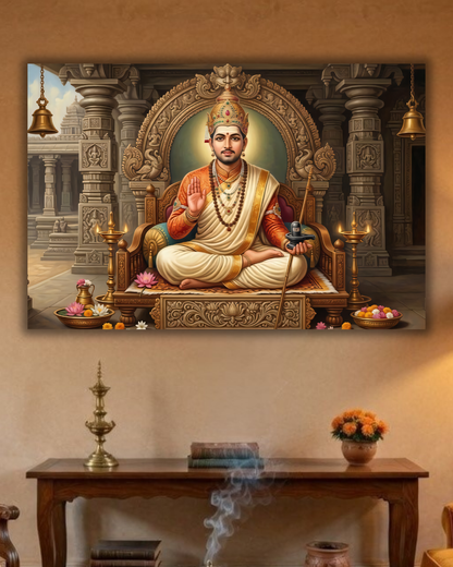 Divine Wisdom: Lord Basavanna Spiritual Canvas Art
