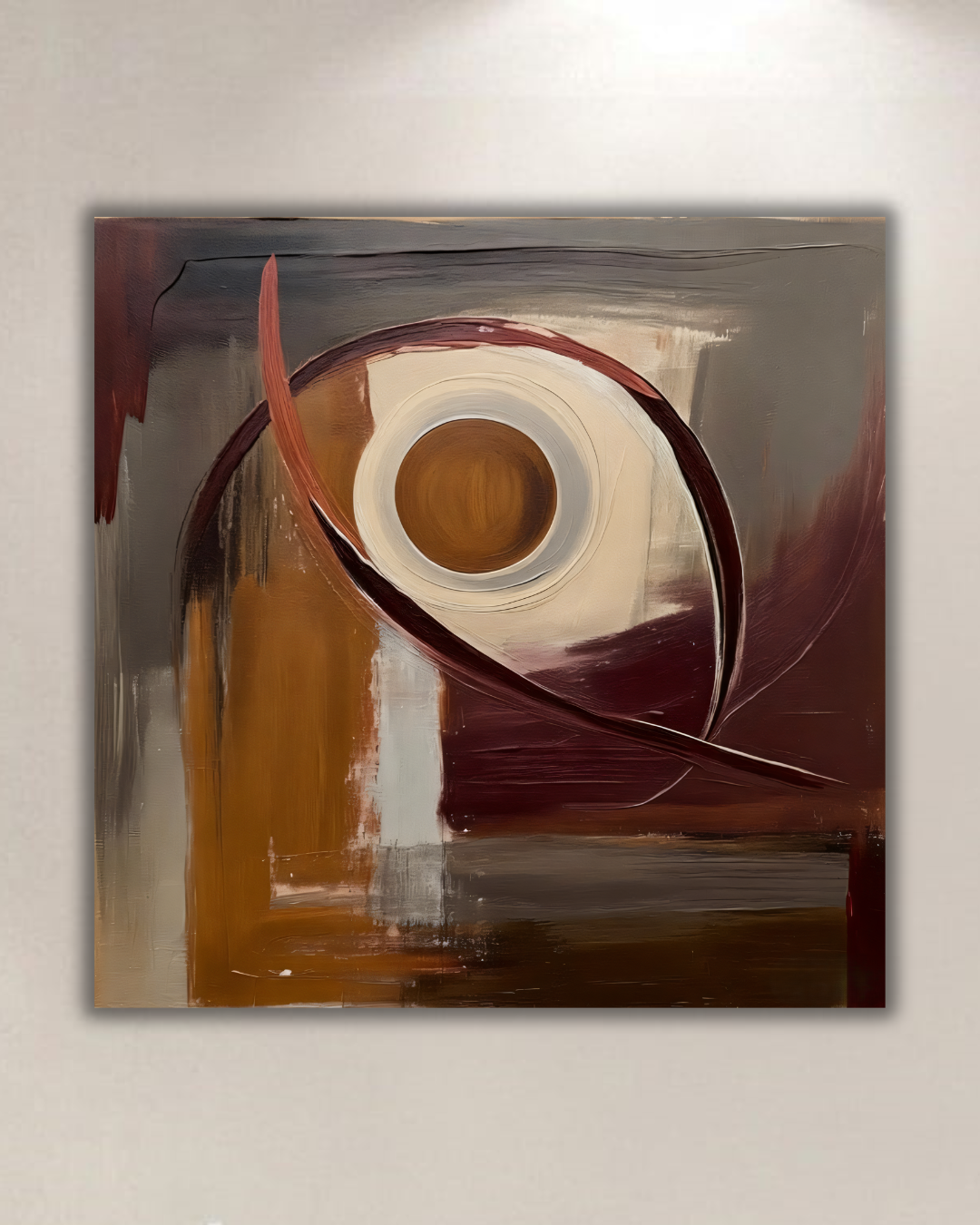Mid-Century Modern Abstract Canvas Wall Art - Earth Tone Geometric Expressionist Print