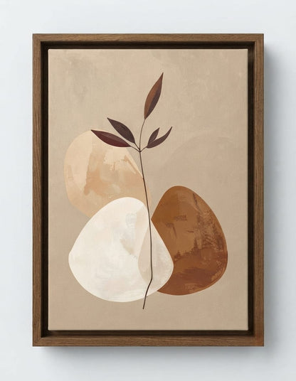 Earth Tone Abstract Botanical Canvas Print Set - 2 Piece Terracotta & Cream Wall Art