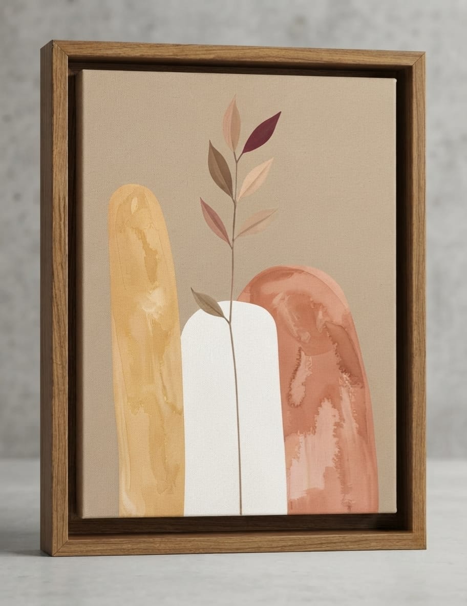 Modern Terracotta & Gold Arches Canvas Print - Abstract Earth Tone Botanical Wall Art