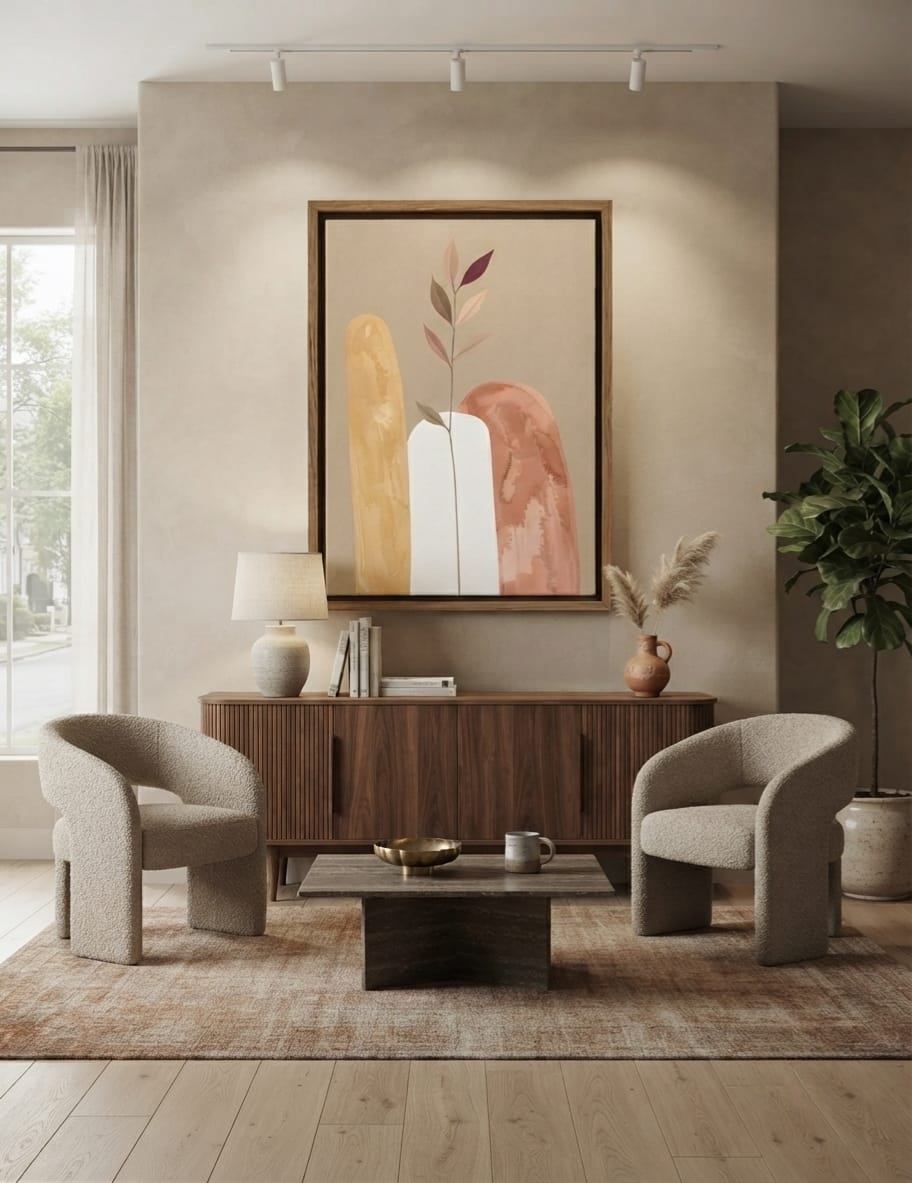 Modern Terracotta & Gold Arches Canvas Print - Abstract Earth Tone Botanical Wall Art