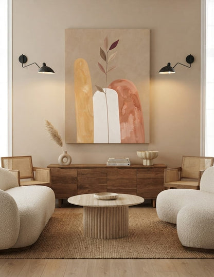 Modern Terracotta & Gold Arches Canvas Print - Abstract Earth Tone Botanical Wall Art