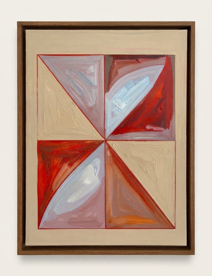 Modern Abstract Geometric Pinwheel Canvas Print - Terracotta Red & Beige Textured Wall Art